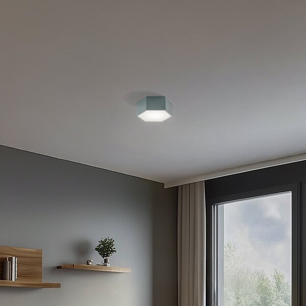 Argon Plafonieră LED Libre, verde salvie, oțel, 3.000 K, Verde, Camera de zi / sufragerie, Metal