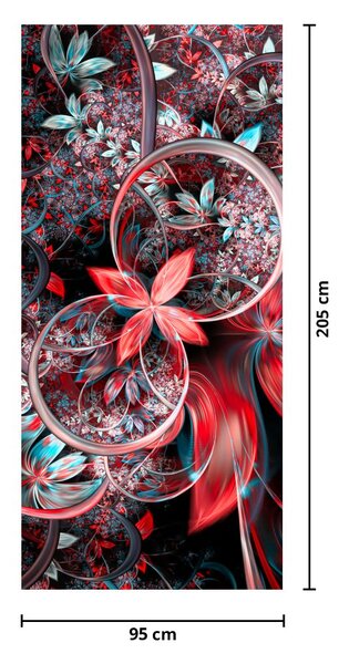 Fototapet pentru ușă - Abstract flori exotice (95x205cm)