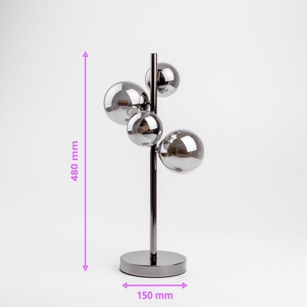 Brilagi - Lampă de masă LED MILLA 4xG9/3W/230V negru-cromat/sticlă fumurie