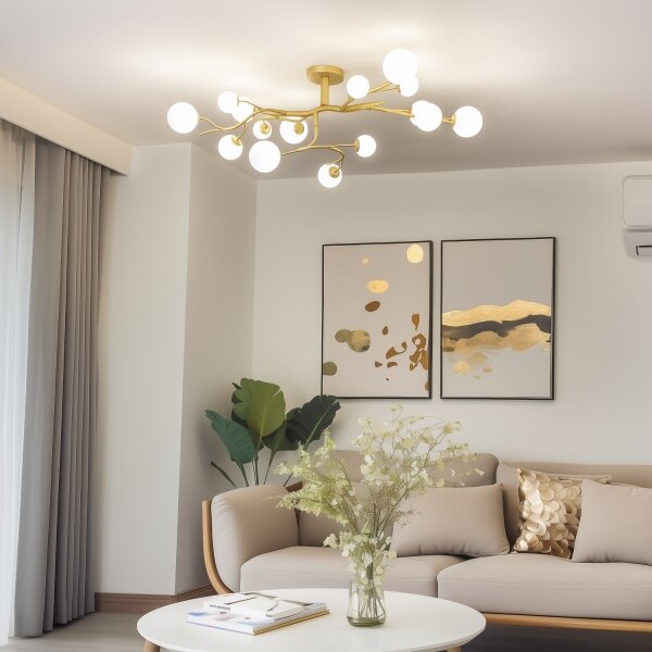 Lustră LED aplicată Brilagi MISTEL 15xG9/3W/230V auriu/alb