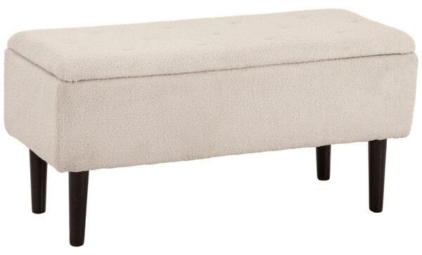 HOMCOM Scaun Modern cu Spațiu de Depozitare și Picioare din Lemn, Scaun Tapițat pentru Living sau Dormitor, 95x38x45 cm, Bej | Aosom Romania