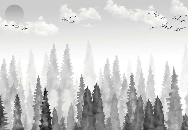 Fototapet - Pădure acuarelă (147x102 cm)