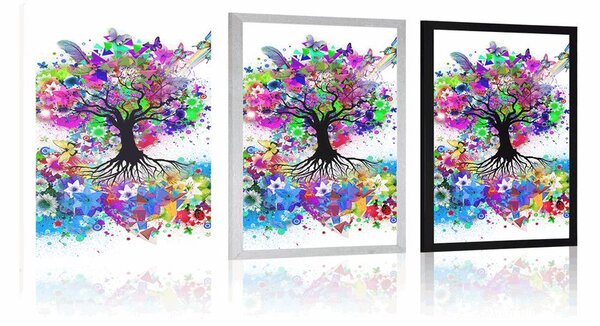 Poster copac floral plin de culori