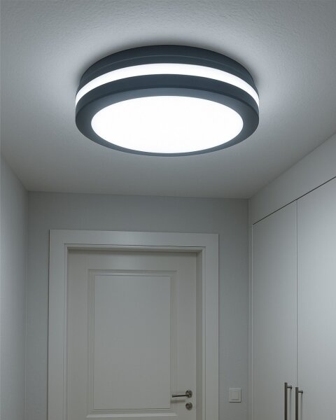Plafonieră LED cu senzor de mișcare LED/20W/230V 3000/4000/6500K IP54 antracit