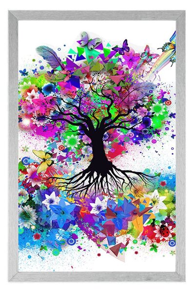 Poster copac floral plin de culori
