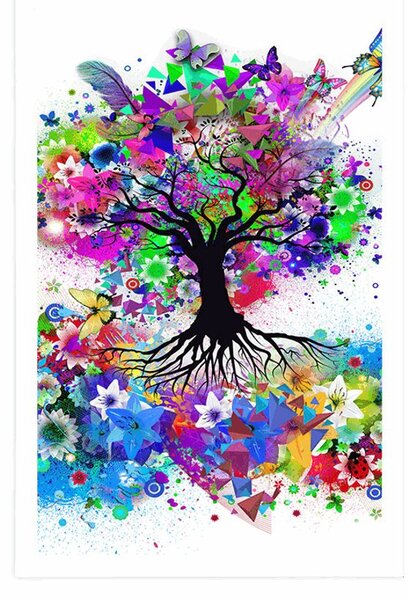 Poster copac floral plin de culori
