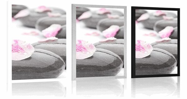 Poster pietre wellness cu petale