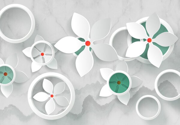 Fototapet - Flori 3D abstract (147x102 cm)