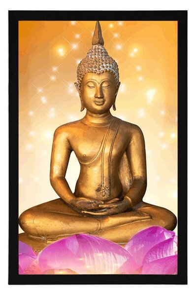 Poster statuie a lui Buddha pe o floare de lotus