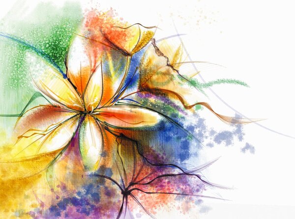 Fototapet - Flori galbene, abstract (147x102 cm)