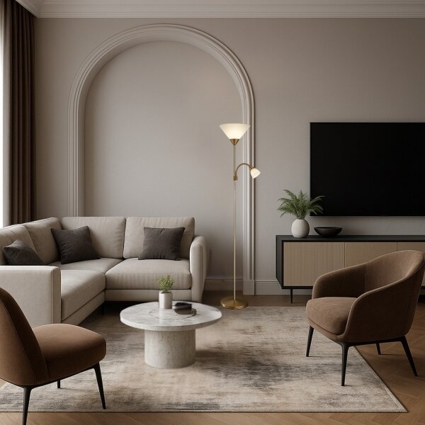 Brilagi - Lampadar ARIANA 1xE27/100W/230V + 1xE14/25W auriu