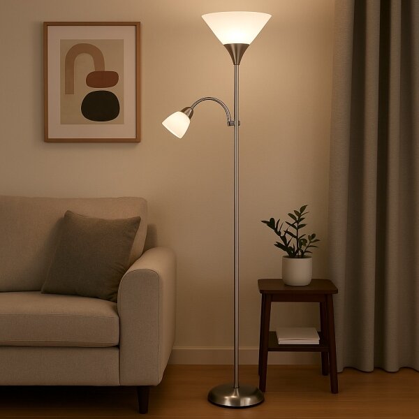 Brilagi - Lampă de podea ARIANA 1xE27/100W/230V + 1xE14/25W crom mat