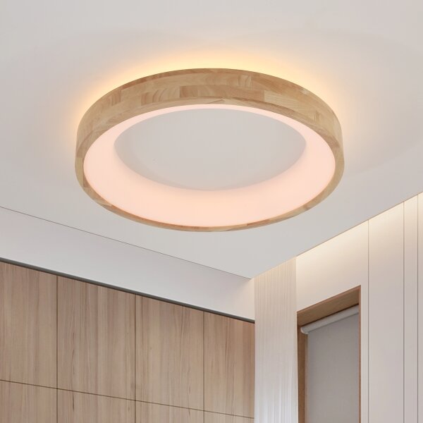 Plafonieră LED Brilagi-LED FALCON WOOD, 40W, 230V, 3 temperaturi de culoare (3000/4000/6000K), 60 cm, corp din lemn