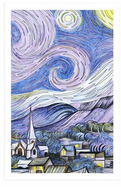 Poster reproducere Noapte înstelată - Vincent van Gogh