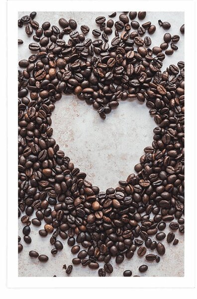 Poster inimă din boabe de cafea