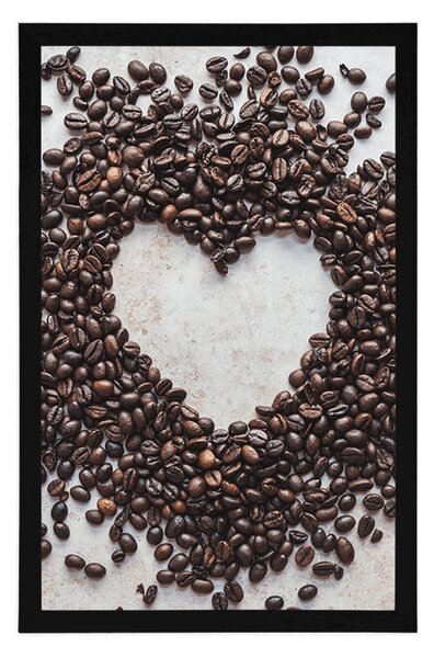 Poster inimă din boabe de cafea