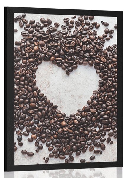 Poster inimă din boabe de cafea