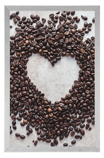Poster inimă din boabe de cafea