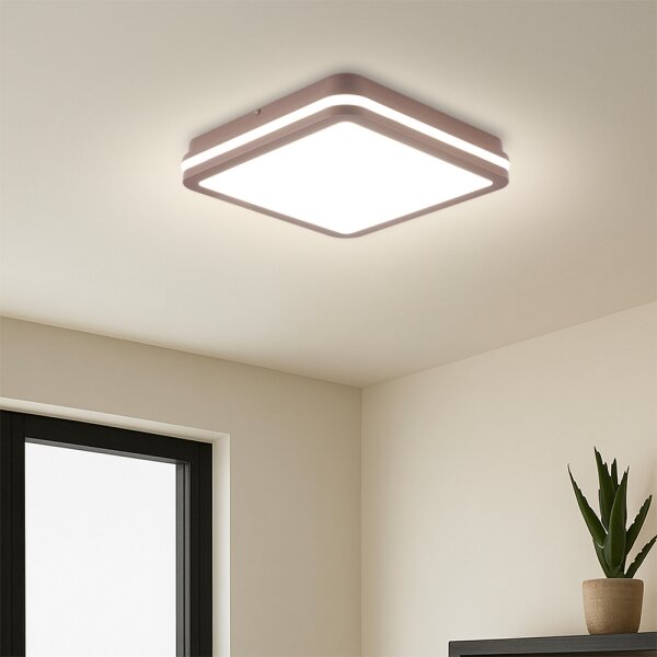Brilagi-LED Aplica de exterior cu senzor BENE, LED 24W, 230V, 26x26 cm, maro, IP54