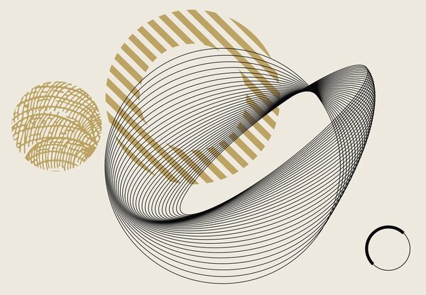 Fototapet - Linii și cercuri abstracte (147x102 cm)