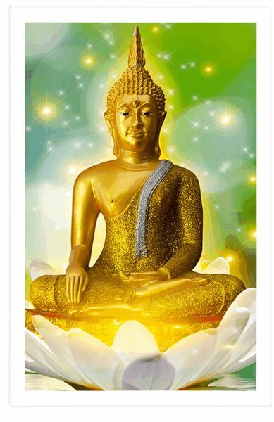 Poster Buddha de aur pe o floare de lotus