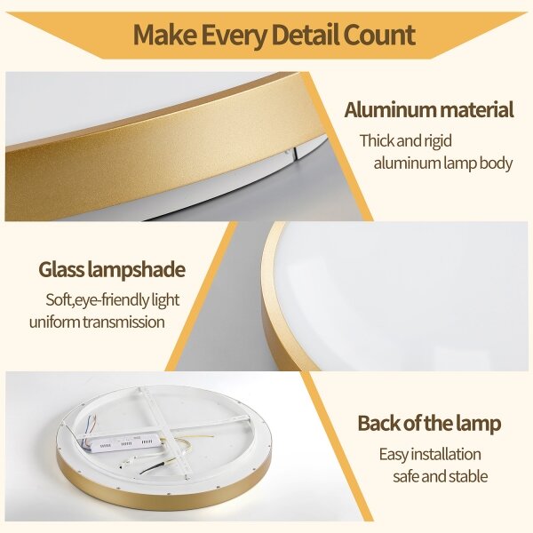 Brilagi - Corp de iluminat LED dimabil GLASS POOL DOUBLE, 80W/230V, 60 cm, auriu + telecomandă