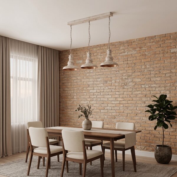 Brilagi - Candelabru suspendat pe lanț PYRONIC 3xE27/40W/230V, crem cu patină