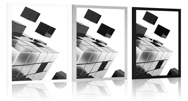 Poster cubul strategic în design alb-negru