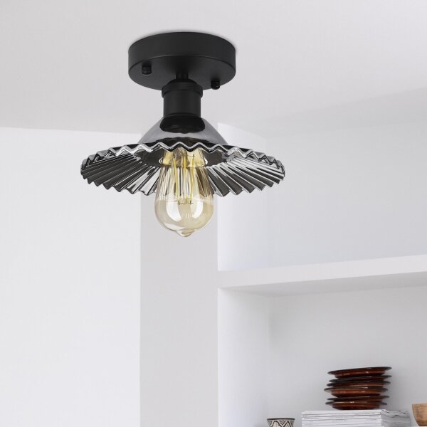 Lustră aplicată TRISH 1xE27/15W/230V negru/fumuriu