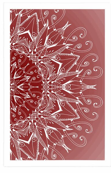 Poster Mandala albă pe un fundal roșu