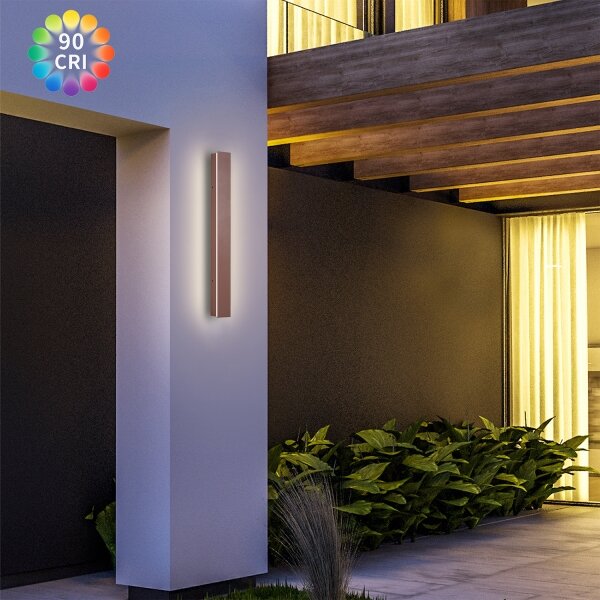 Brilagi - Aplică LED de exterior LINEAR, 12W, 230V, 3000K, IP65, 50 cm, maro, CRI 90