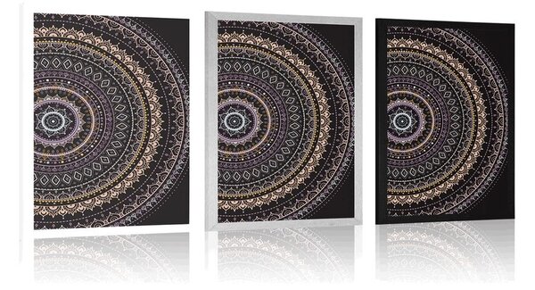 Poster Mandala cu model de soare în nuanțe de violet