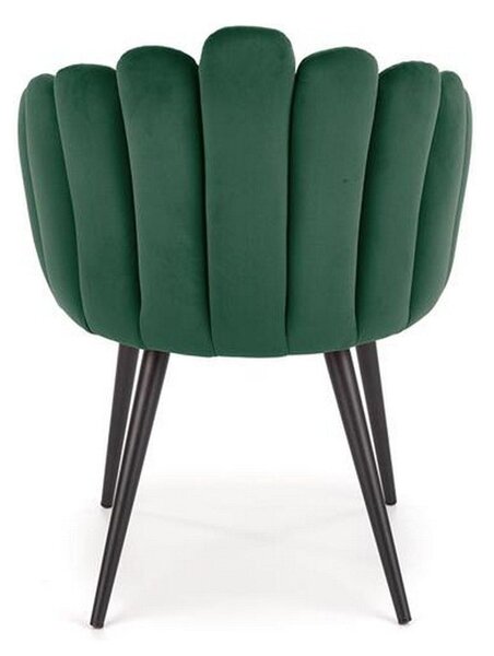 Scaun tapitat K410, verde/negru, stofa catifelata/metal, 65x62x85 cm