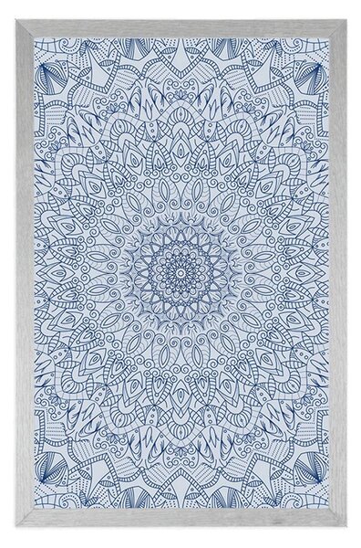Poster Mandala decorativă detaliată în culoarea albastră