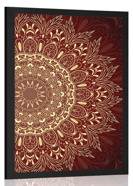 Poster Mandala de aur pe fundal vișiniu