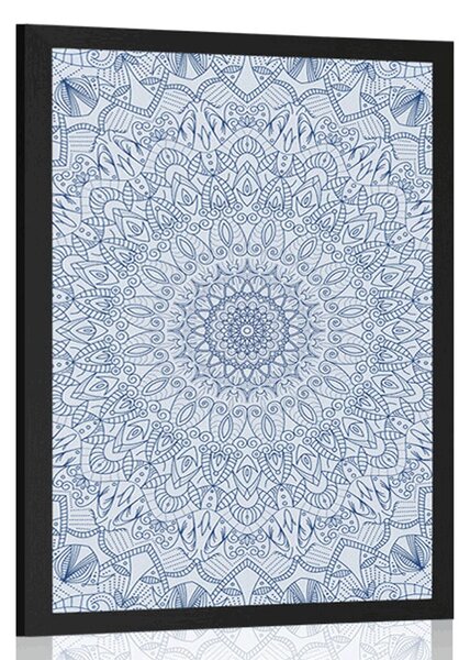 Poster Mandala decorativă detaliată în culoarea albastră
