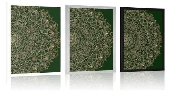 Poster Mandala decorativă detaliată în culoarea verde