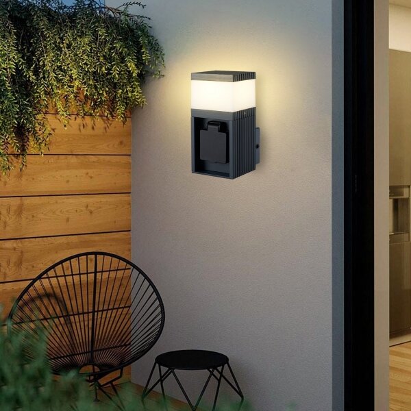 Brilagi - Lampă de exterior cu priză SCHUKO PILLAR 1xG9/11W/230V IP44 antracit