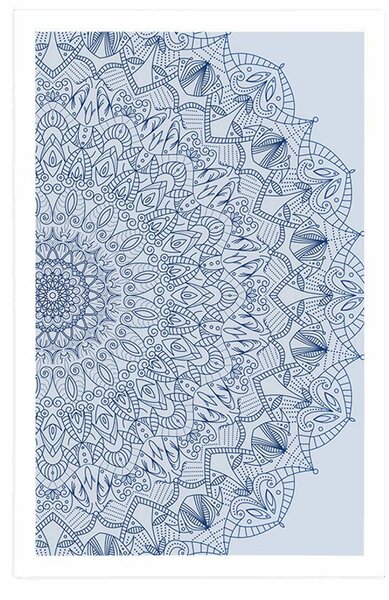 Poster Mandala detaliată în culoarea albastră