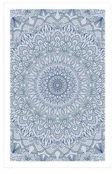 Poster Mandala decorativă detaliată în culoarea albastră