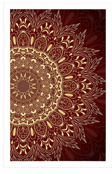 Poster Mandala de aur pe fundal vișiniu