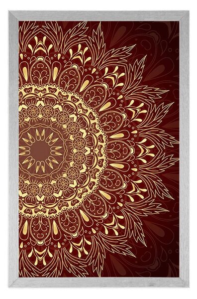 Poster Mandala de aur pe fundal vișiniu