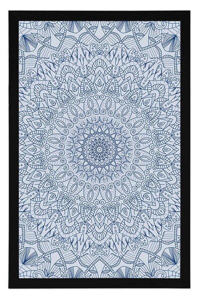 Poster Mandala decorativă detaliată în culoarea albastră