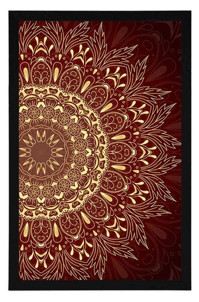 Poster Mandala de aur pe fundal vișiniu