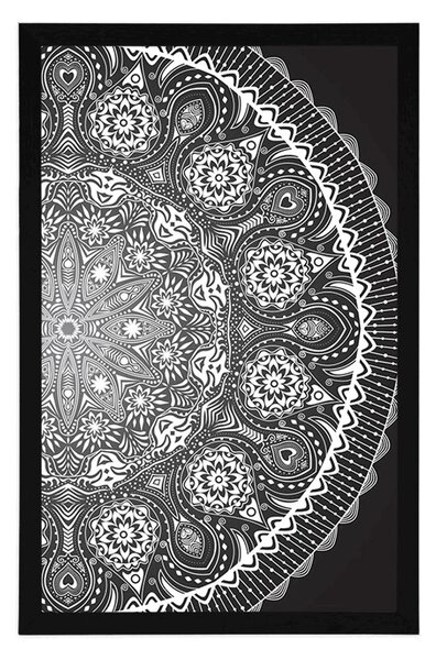 Poster Mandala ornamentale cu dantela in design alb-negru