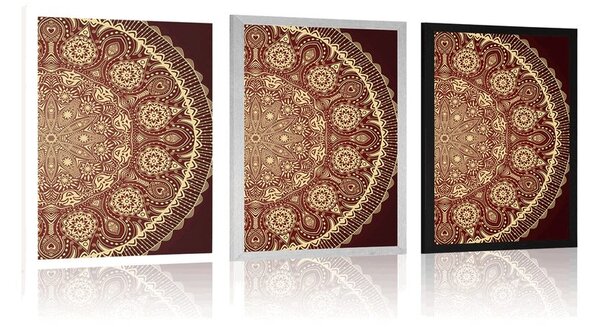 Poster Mandala decorative cu dantela de culoare vișiniu