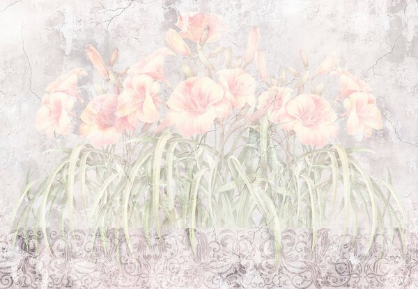 Fototapet - Flori pe perete (147x102 cm)