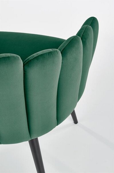 Scaun tapitat K410, verde/negru, stofa catifelata/metal, 65x62x85 cm