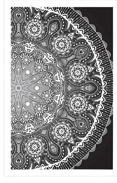 Poster Mandala ornamentale cu dantela in design alb-negru