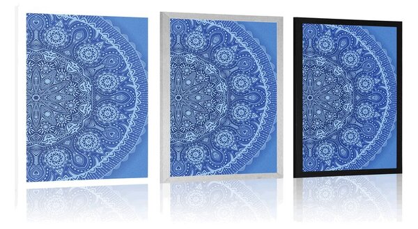 Poster Mandala ornamentale cu dantela de culoare albastra